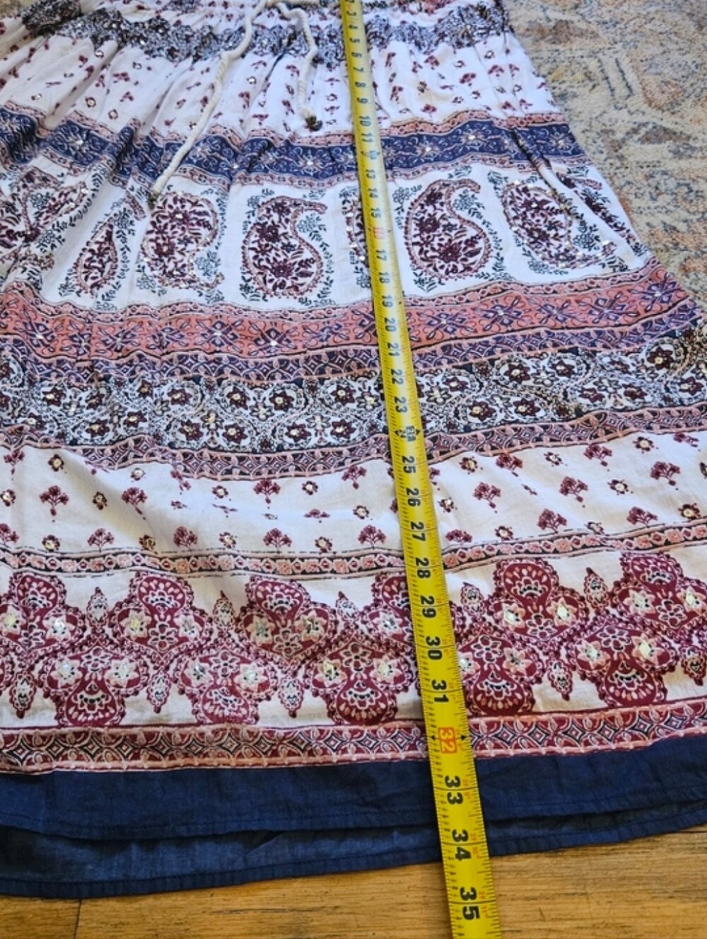 Mlle Gabrielle Boho Embellished Tiered Maxi Skirt XL Cottagecore Praire - Picture 9 of 9